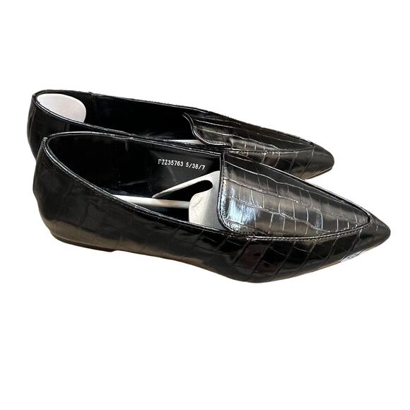 Croc Pointed Toe Flat Black Sz 7 (eur 38) NIB - Picture 4 of 7